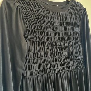 Zara Black Smocked Long Sleeve Dress